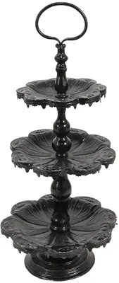 Zdjęcie produktu dla Clayre & Eef 6Y2710Z 3-poziomowy etażer czarny Ø 33x71 cm