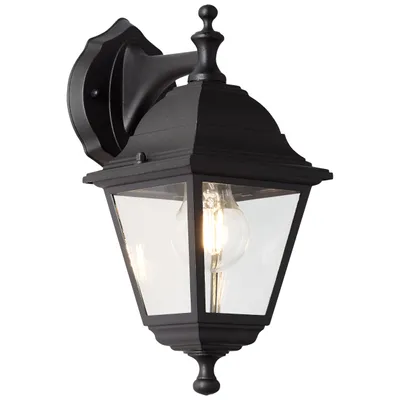 Produktbild von Außen Wandlampe, 31x14x19cm, E27, max. 60W, IP44, Metall/Glas, schwarz