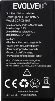 Zdjęcie produktu dla EVOLVEO StrongPhone X5, oryginalna bateria, 2500 mAh