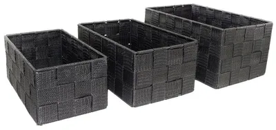 Produktbild von 3er-Set geflochtene Aufbewahrungsboxen für Badezimmer Textil-Körbe