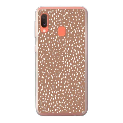 Produktbild von MuchoWow® Handyhülle Schutzhülle Hülle für Samsung Galaxy A20e Polka dots - Weiß - Braun Silikon Softcase Handy Hülle - Abdeckung