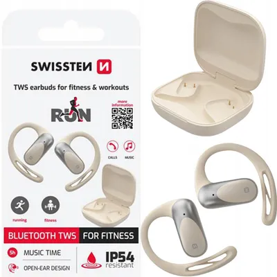 Zdjęcie produktu dla SŁUCHAWKI do biegania SPORTOWE bezprzewodowe SWISSTEN RUN Bluetooth 5.4