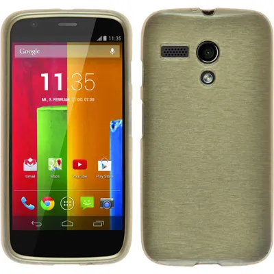 Produktbild von PhoneNatic Case kompatibel mit Motorola Moto G - gold Silikon Hülle brushed + 2 Schutzfolien
