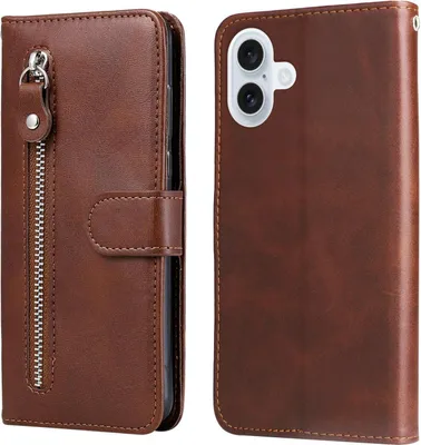 Produktbild von Mobigear Zipper iPhone 17 Hülle Klapphülle Geldbörse - Braun
