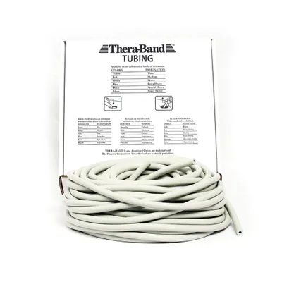 Produktbild von TheraBand Tubing Rolle 30,50 m – Original Trainingsschlauch für Therapie, Fitness & Rehabilitation super stark/silber