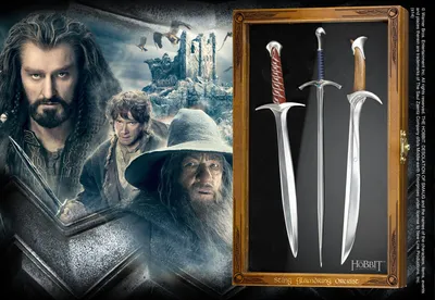 3 Hobbit-Mini-Schwerter, 20 cm, Brieföffner, mehrfarbig