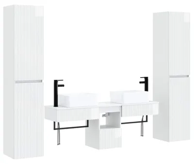 Immagine prodotto di Set di mobili da bagno, 5 pezzi, bianco lucido, 33 x 34,5 x 160 cm