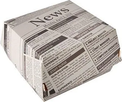 Produktbild von Burgerboxen, Pappe 7,8 cm x 11 cm x 11,5 cm "Newsprint" groß