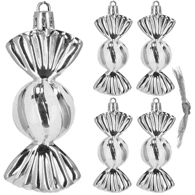 Immagine prodotto di Decorazioni natalizie Caramelle argentate - 6 cm, set da 5 pezzi