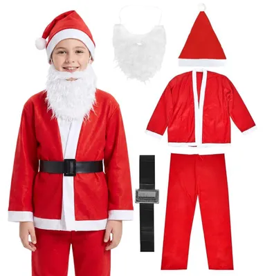 Weihnachtsmann Kostüm Kinder 10-12 Jahre, 5-teilig