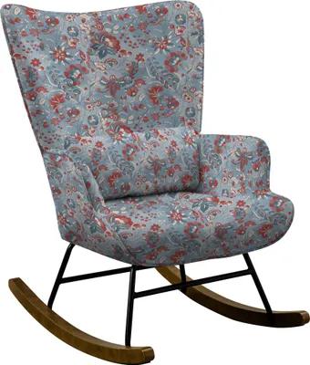 Image de HomeMiYN Chaise à bascule, structure métallique, socle en bois, pissenlit