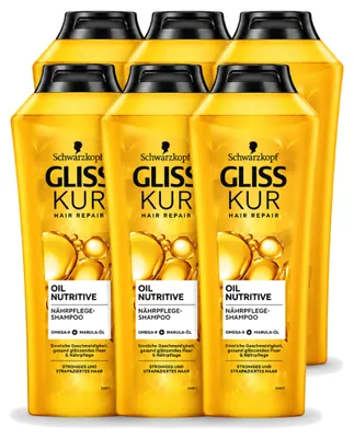 Obrázok produktu pre 6 x Šampón Gliss Kur Oil Nutritive pre lámavé a poškodené vlasy, 400 ml - výhodný balík - 6 kusov