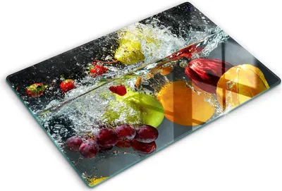 Produktbild von Abdeckung Glas - Küchenabdeckung - 80x52 cm - Abdeckplatte -Saftige Frucht in Wasser