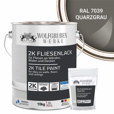 Produktbild von 2K Fliesenlack Fliesenfarbe Wand Bodenfliesen W712 Quarzgrau RAL 7039 - 10Kg