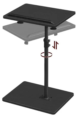 Obrázok produktu pre Otočný príkonový stolík v tvare "C", s nastaviteľnou výškou (50,8 – 75 cm), čierna farba, kovová konštrukcia, doska z drevotriesky