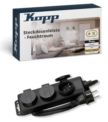 Productafbeelding van Kopp 223003044: Wandcontactdoos, 3-voudig, zonder schakelaar, zwart, met aardingscontact (223003044)