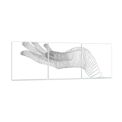 Produktbild von Bilder auf glas - 3 Teile - Hand Grafik weiß - 90x30cm - Glasbilder - Wandbilder - Bilder - zum Aufhängen bereit - Wanddekoration aus Glas - Glas Bilder - Wandbild auf Glas - GCA90x30-4427