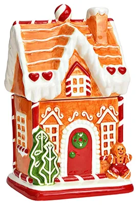 Image de Boîte de rangement de Noël avec maison en pain d'épices, 16x27 cm