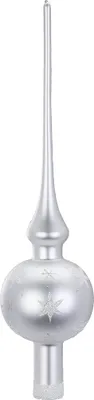 Produktbild von Christbaumspitze mit Sternen und Schneeflocken Glas 30cm weiß, 1 Stück