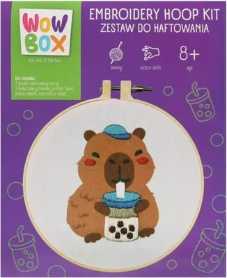 Image de Set de broderie capybara & bubble tea, instructions incluses