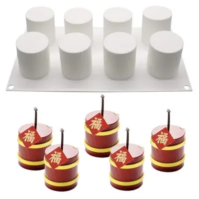 Produktbild von Silikon Kuchenform Mousse 3D DIY 8-Loch Hochzylinder Hitzebeständig -40 bis 230°C