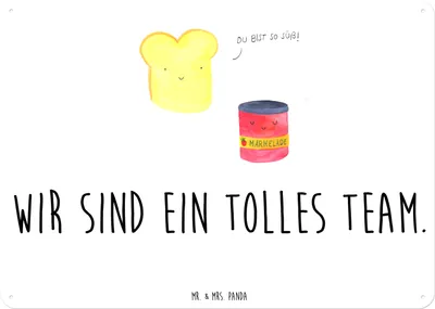 Produktbild von Mr. & Mrs. Panda tafel Toast Marmelade DIN A6 - Weiß - Geschenk, Lustige Sprüche, Schild, Wandbild, Dreamteam, Süß, Türschild, Blechtafel, Toastbrot, Blechschild, Brot