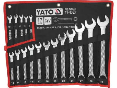 Produktbild von Yato YT-0363, 8,9,10,11,12,13,14,15,16,17,18,19,22,24,27,30,32 mm, Chrom, Chrom-Vanadium-Stahl, Chrom, Satin, 15°