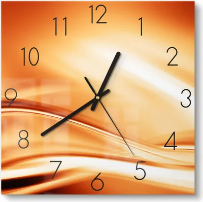 Produktbild von DEQORI Glasuhr 30x30 cm Zahlen 'Fließendes Farbspiel' Wanduhr Glas Uhr Design leise