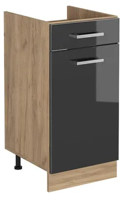 Obrázok produktu pre Kuchynská spodná skrinka Vicco R-Line Antracit vysoký lesk/Dub Goldkraft 40 cm bez pracovnej dosky, Model 61138