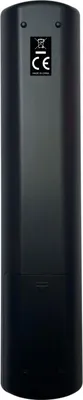 The back of a black TV remote control.
