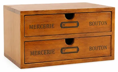 Holz-Schubladenbox, 2 Laden, 24,5x17,5x12,5 cm, Vintage-Stil