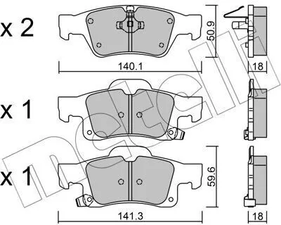Produktbild von METELLI Bremsbeläge Satz Hinten Bremsklötze für JEEP GRAND CHEROKEE IV (WK, WK2) 22-0928-0