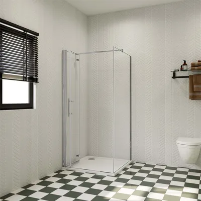 Produktbild von 85x90cm 195cm ESG Nano Falttür Eck Duschkabine Scharniertür Duschtür mit Seitenwand