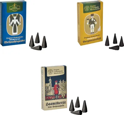 Produktbild von Crottendorfer - 3er Set Räucherkerzen Nolstalgie Edition Bergmannsduft / Haamitkerzle / Weihnachtszauber - Inhalt jeweils 24 Stück, Größe M (Standard)