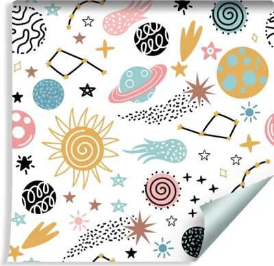 Immagine prodotto di 10m VLIES WALLPAPER rotolo asilo nido cielo cosmo stelle pianeti XXL