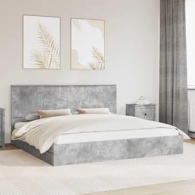 Obrázok produktu pre Maison Exclusive – Úložná posteľ, farba betónová šedá, rozmer 200 x 200 cm, materiál: drevovláknité dosky