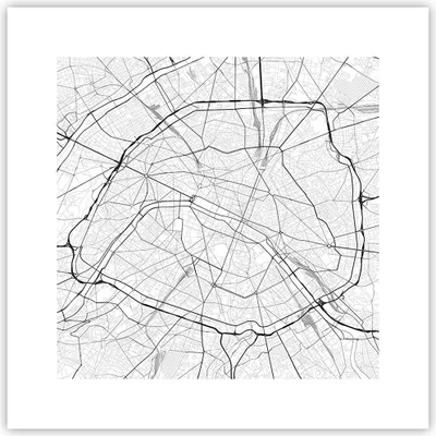 Produktbild von Poster - Poster ohne Rahmen - Stadt Karte Paris - 30x30 cm - Wand Bild - Wanddeko - Wandbilder - Kunstposter - Wandposter - Bilder - Kunstdruck - Wanddekoration - Wandbild - P2XAC30x30-4868