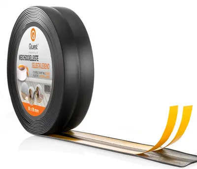 Obrázok produktu pre QUEST Mäkká samolepiaca lišta, obloženie stien v kuchyni a kúpeľni, tesniaca páska z PVC, flexibilná uhlová lišta, čierna, 30x30mm, 5m