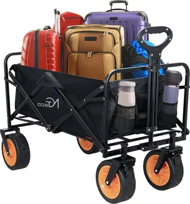 Image de Reisbolderkar avec 2 compartiments latéraux - Porte-bouteilles - Pneus en caoutchouc - Capacité de charge de 110 kg - Chariot à main pour le camping et les activités de plein air