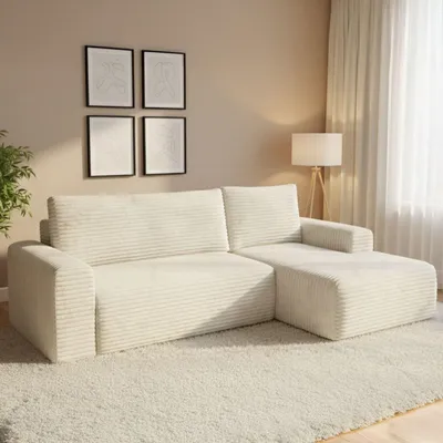 Immagine prodotto di Folgarida - Divano Letto con Penisola, 268x163 cm Bianco Crema, Contenitore
