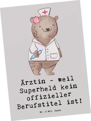 Produktbild von Mr. & Mrs. Panda Grußkarte Ärztin Superheld - Grau Pastell - Geschenk, Ansichtskarten, Bewunderung, Berufe, Hingabe, Ansichtskarte, spruchkarte, Beruf, Berufspassion