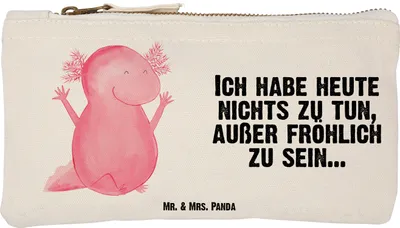 Produktbild von Mr. & Mrs. Panda Schlampermäppchen Axolotl Hurra Größe S Klein - Weiß - Geschenk, Fröhlich, Täschchen, Spaß, Kulturbeutel, pencil case, Pouch, Lurch, Mäppchen