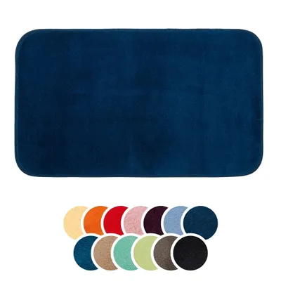 Produktbild von liebling Badteppich, 100% Polyester, mit Anti-Rutsch Beschichtung, saugstark, Serie Santos, 60 x 100 cm, 1500 g/m², bei 30 Grad waschbar, dunkelblau