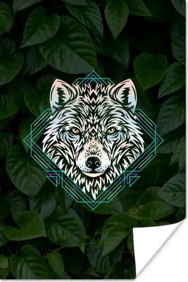 Produktbild von MuchoWow® Poster Wolf - Tier - Blätter 20x30 cm - Papierdruck