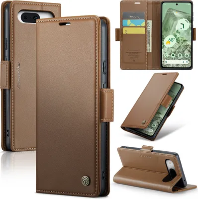 Produktbild von Google Pixel 8A Hülle, Leder Brieftasche Kartenfach Schutzhülle mit Standfunktion für Google Pixel 8A Braun