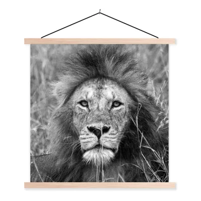 Produktbild von MuchoWow® Textilposter Löwe - Porträt - Tiere 40x40 cm mit holzfarbenen Rahmen - Posterleiste