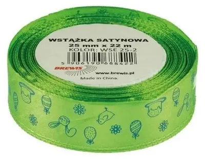 Zdjęcie produktu dla Wstążka satynowa wielkanocna j. zielona 25mmx22m - Brewis