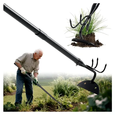 Produktbild von Gartenharken Grabegabel 110 cm Verstellbare Langstiel-Unkrauthacke - Schwere Beethacke für Garten, Rasen und Landschaftsbau