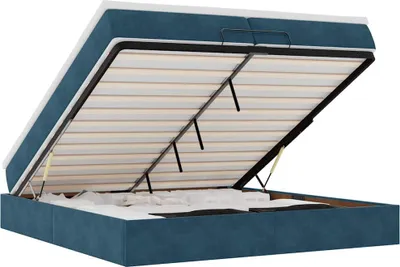 Zdjęcie produktu dla vidaXL Łóżko otomana z materacem ciemnoniebieskie 200x200 cm aksamitne