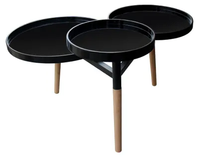 Immagine prodotto di Tavolino di design Butler a 3 ripiani nero e bambù